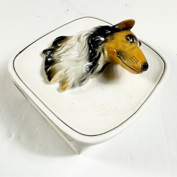 Vintage Grantcrest Japan Dog Plaque MCM Retro Wall Pocket Decor Collie Kitsch - Picture 4 of 13